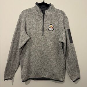 Pittsburgh Steelers Antigua Quarter Zip Fleece Pullover Men’s L-Heather Gray